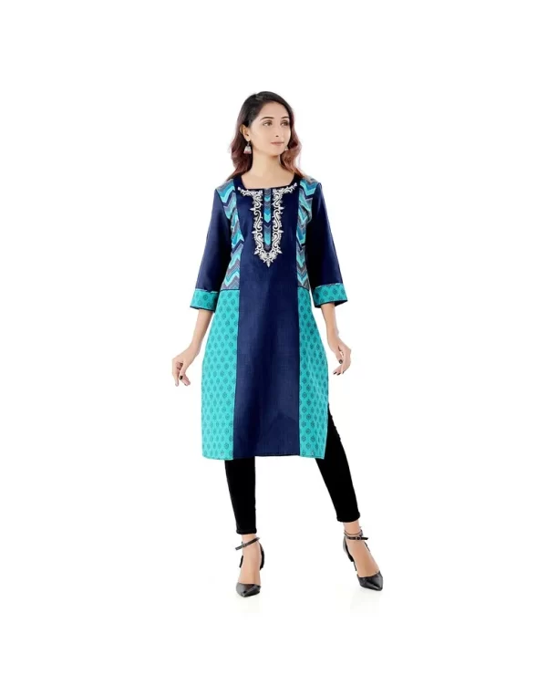 Blended Printed Straight Kurta