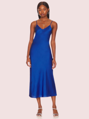 Glamorous Blue Satin Slip Midi Dress