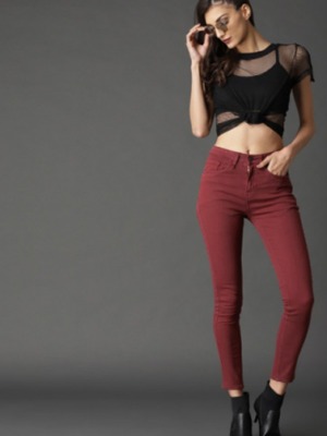 Maroon Slim Fit Jeans