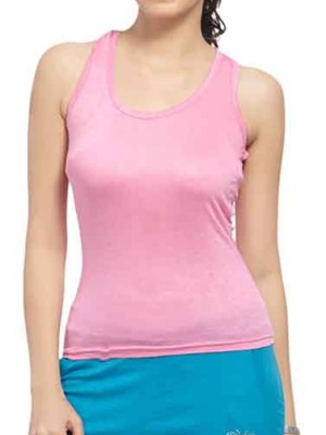 Pink Cotton Stretch Women Vest Tank Top