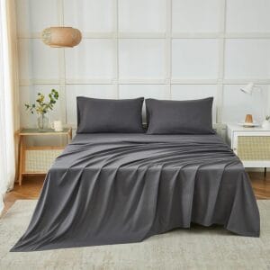 Seasons Bedsheet for Double Bed, 2 Pillow Covers, Dark Grey