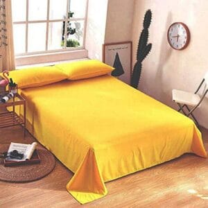 Seasons Double Yellow Colour Bedsheet with 2 Pillow Cover
