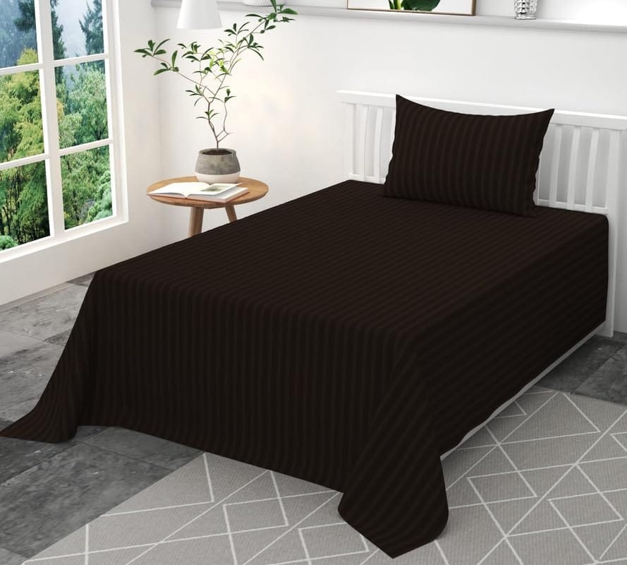 Seasons Single Brown Colour Bedsheet with 1 Pillow Cover - Image 3