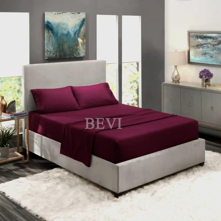 Seasons Double Bedsheet with 2 Pillow Cover Size,Wine - Image 3