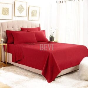 Seasons Cotton Double Bed Bedsheet, 2 Pillow, Red