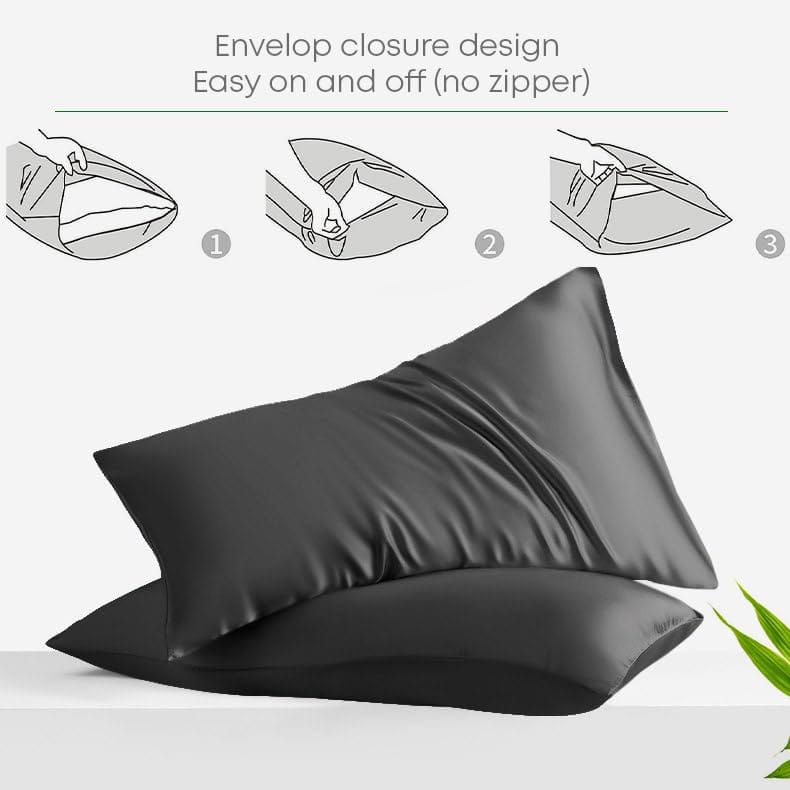 Seasons Grey Silk Bedsheet Deep Pocket with Pillowcase Double - Image 3