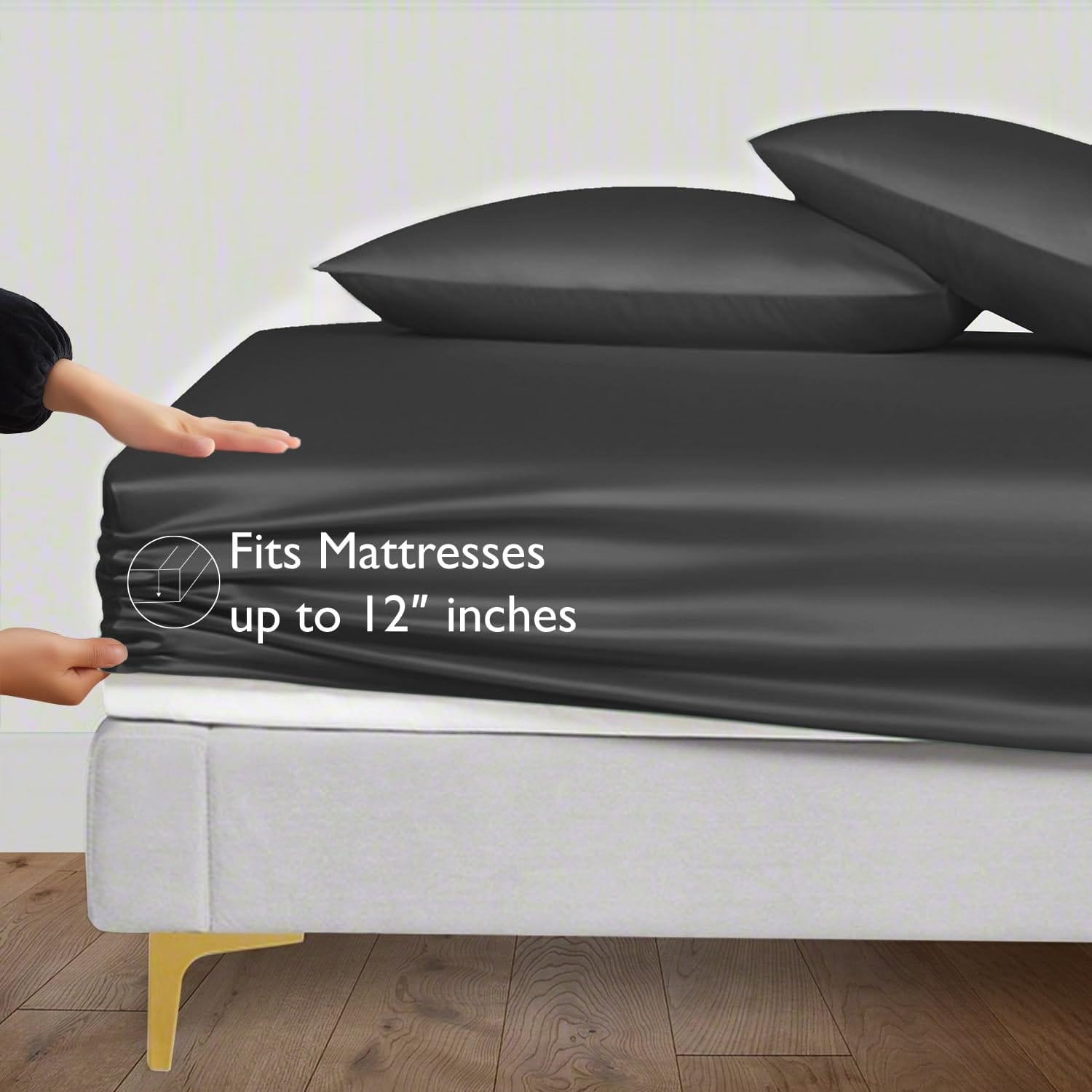 Seasons Grey Silk Bedsheet Deep Pocket with Pillowcase Double - Image 4