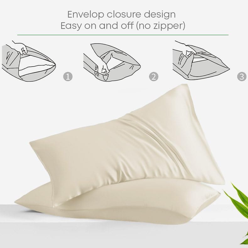 Seasons Ivory Silk Bedsheet Deep Pocket with Pillowcase - Image 4