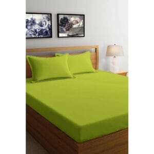 Seasons Double Bedsheet with 2 Pillow Covers,Neon Green