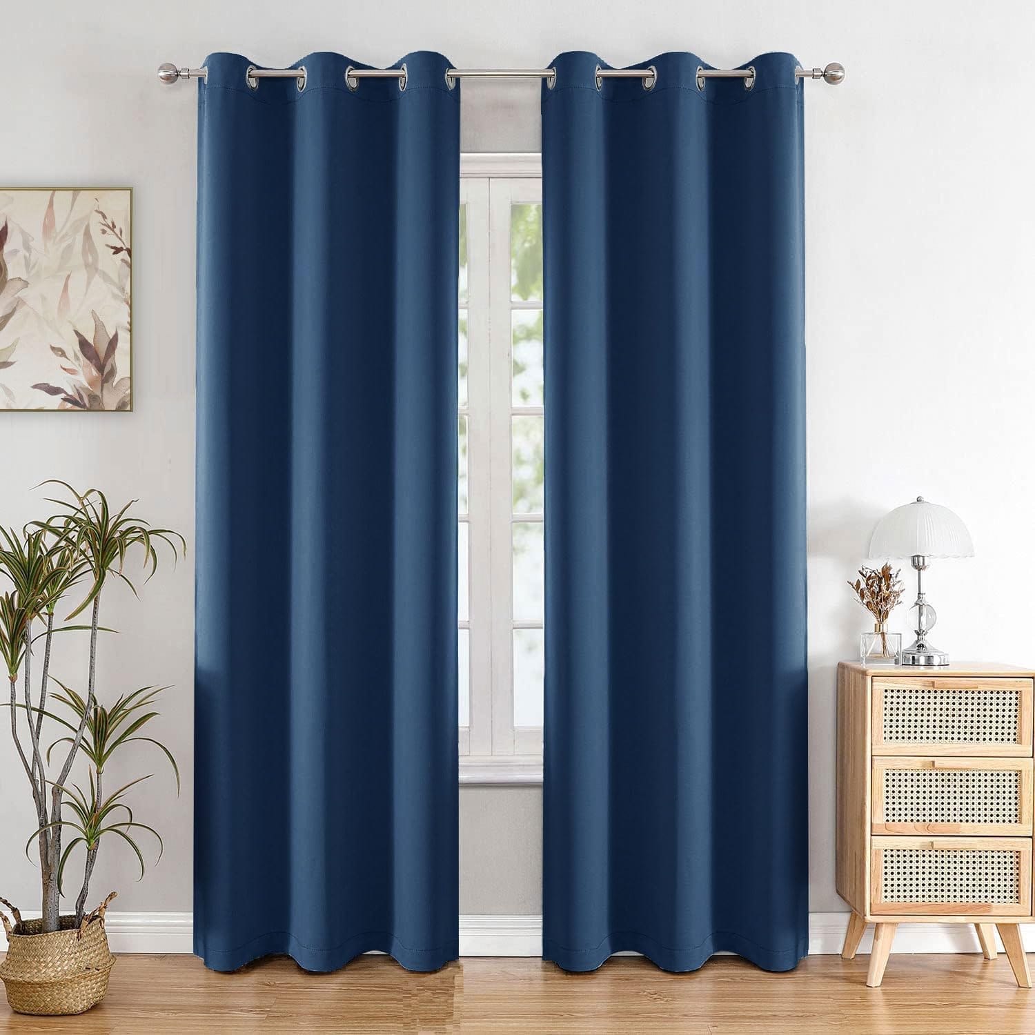 Seasons Long Door Curtains 9 Feet Set of 2, Navy Blue - Image 3