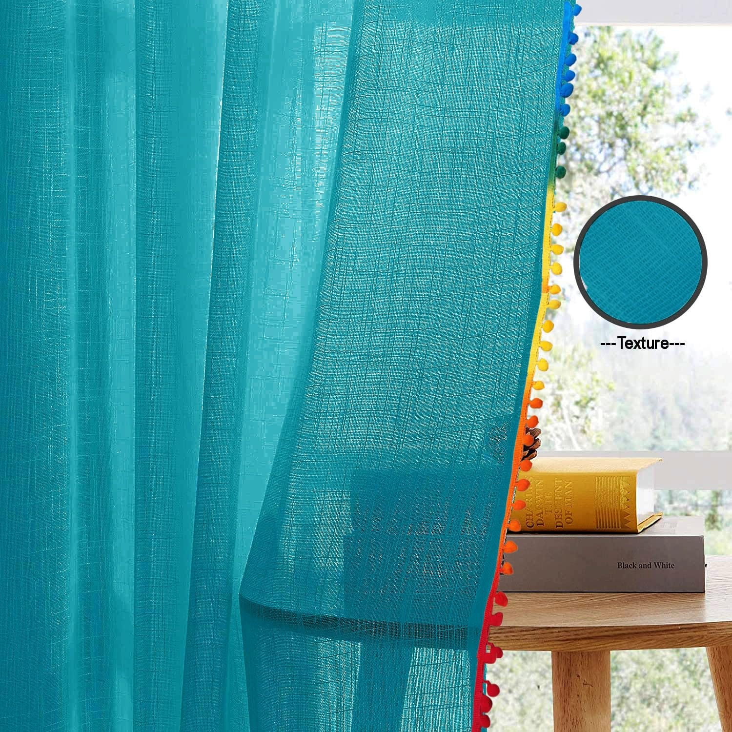 Seasons Window Curtains 5 Feet Curtain Panels, Blue - Image 3