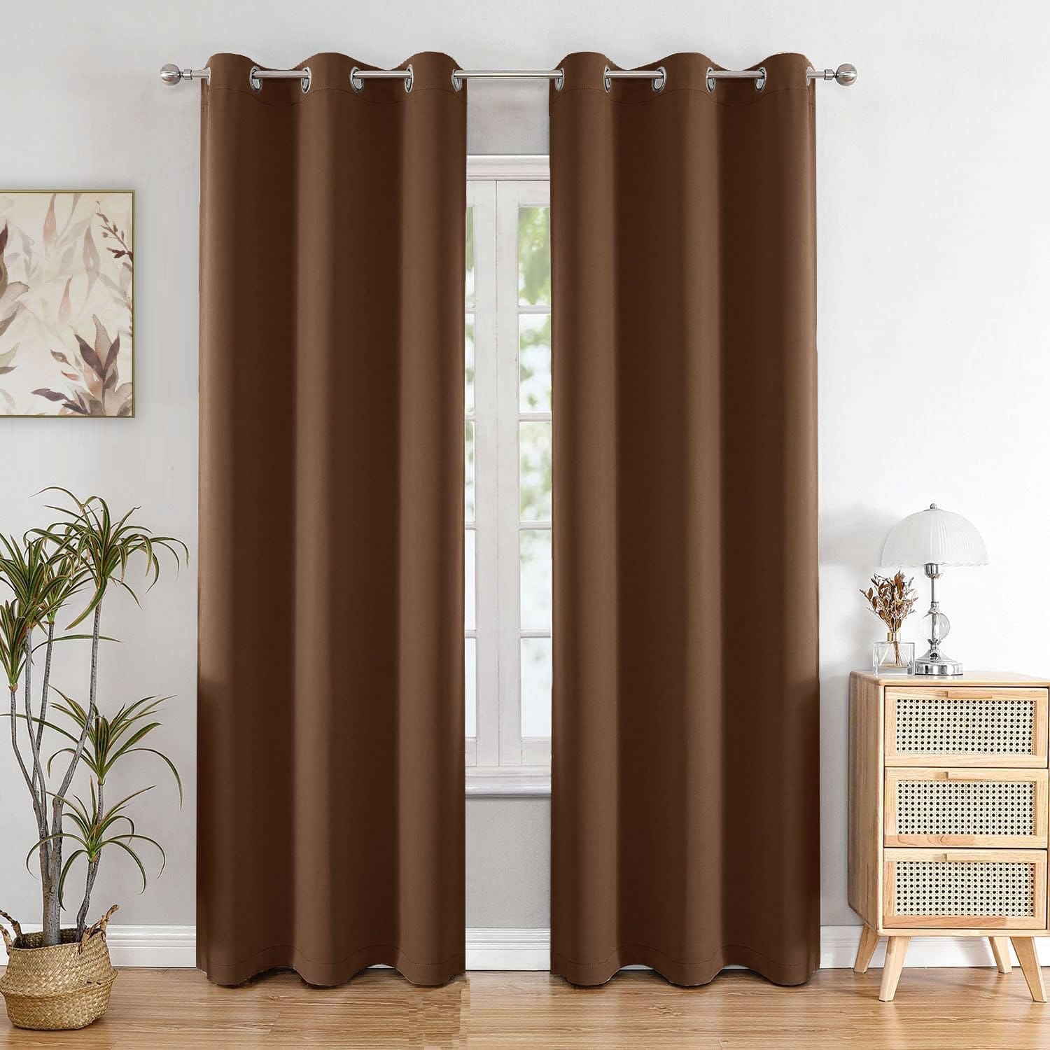 Seasons Dark Brown 96 Inches Blackout Curtains 8 Feet - Image 3