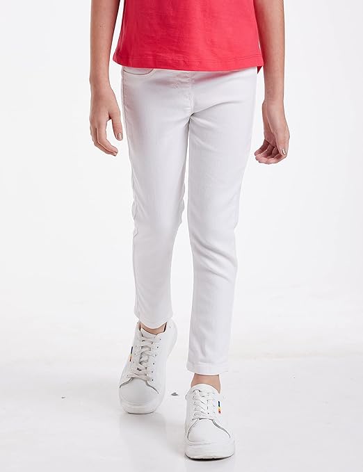 Girls Slim Fit Denim White Jeans - Image 3