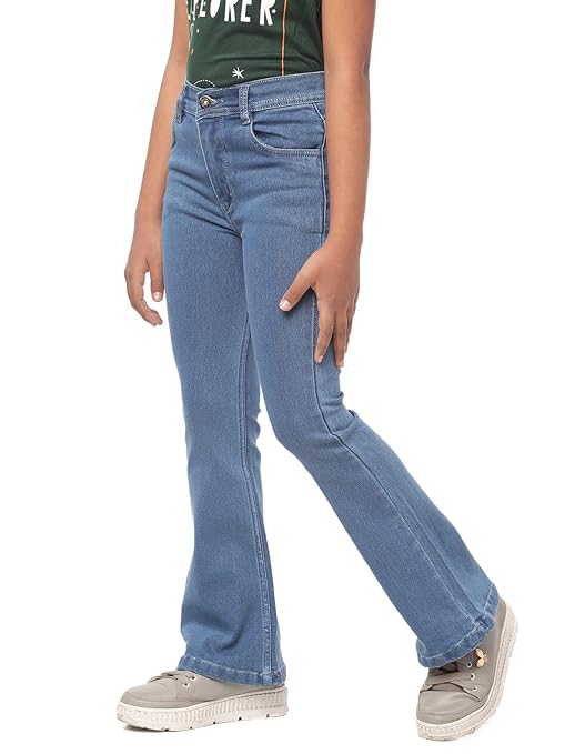Girls Bell Bottom Light Blue Jeans - Image 3