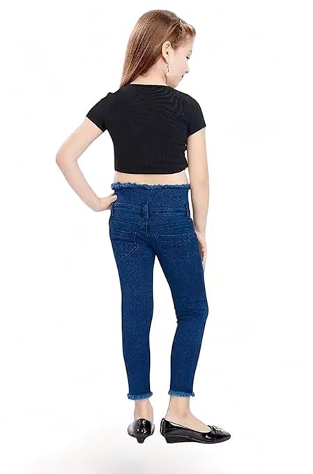 Girls Skinny Navy Blue Jeans - Image 3