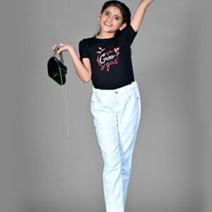 Girls Stretchable Denim White Pant