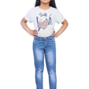 Girls Slim Fit Denim Light Blue Jeans