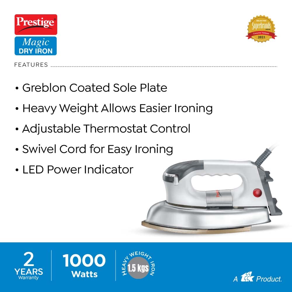 Prestige by PRESTIGE IRON PDI 06 1000 W Dry Iron??(Silver) - Image 4