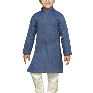 Boys Ethnic Wear Cotton Multicolour Kurta Pajama Set