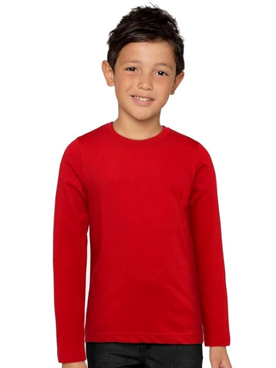 Plain Red Cotton Full Sleeve Unisex Kids T-Shirt