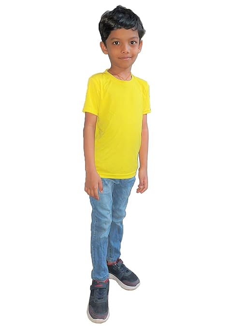 Yellow Solid Tshirt for Boys - Image 3