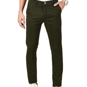 Men Chinos Casual Olive Trousers