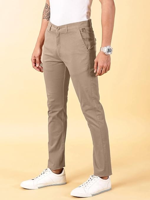 Men Chinos Casual Tan Trousers - Image 4