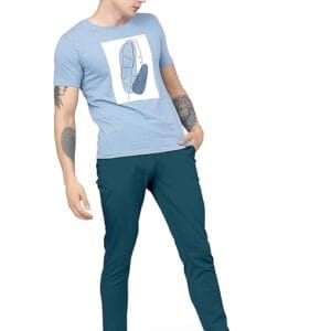 Men Plain Regular Fit Teal Blue Pant