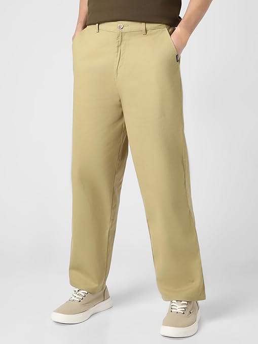 Men's Loose Baggy Light Olive Trousers - Image 3
