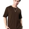 Men Cotton Loose Fit Brown T-Shirt