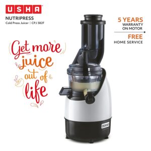 Usha CPJ 382F Full Mouth Cold Press 200 W Juicer (2 Jars,White,Black)