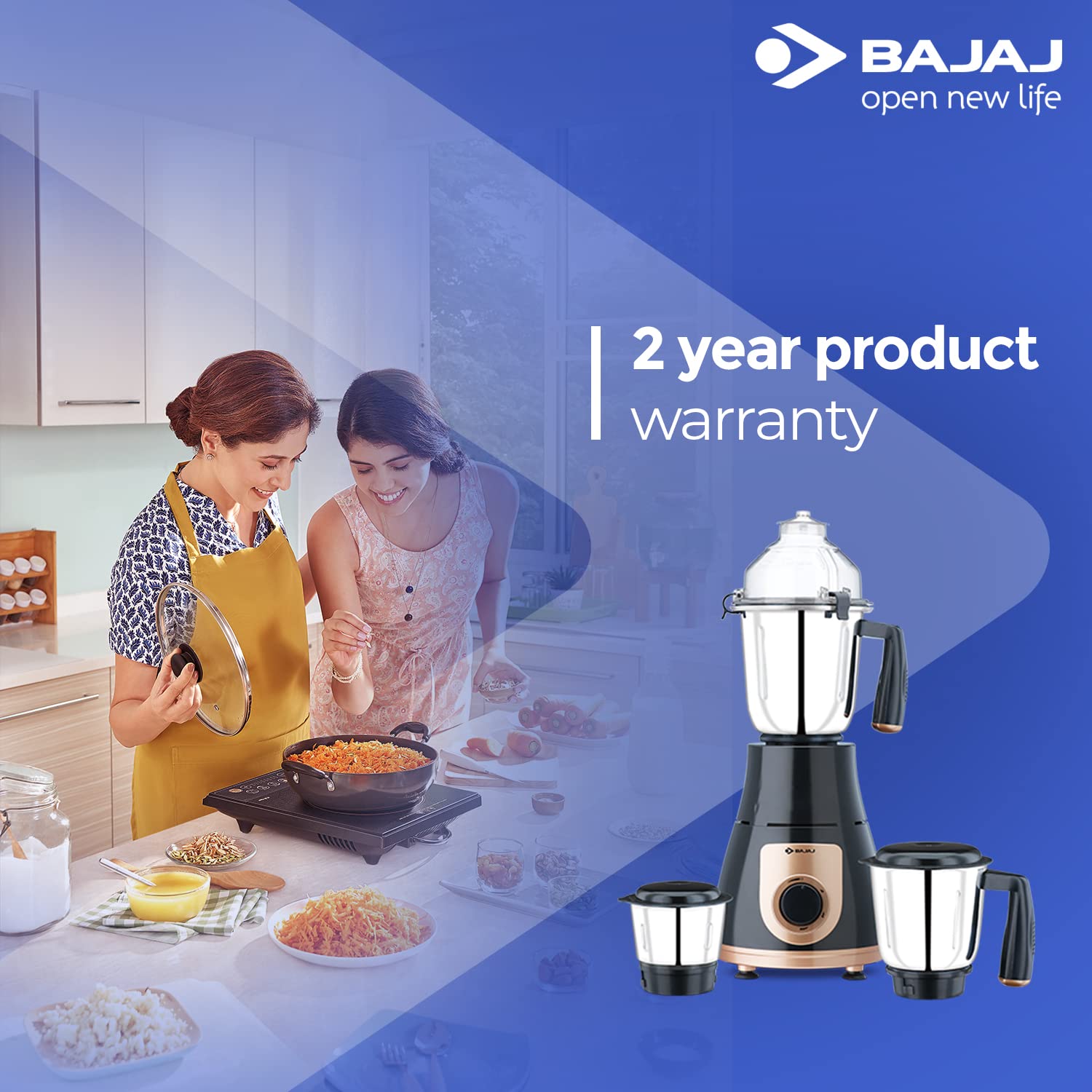 Bajaj GX 3701 750 Mixer Grinder (3 Jars,Black,Gold) - Image 3