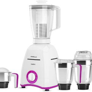 Havells GHFMGDVV075 Klassic 750 W Juicer Mixer Grinder (4 Jars,White - Lavender)