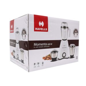 Havells Momenta 600 W Juicer Mixer Grinder (3 Jars,White)