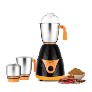 Pigeon Black Pearl MX7 - 3 SS Jars 750 W Mixer Grinder (3 Jars,Black,Orange)