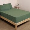 Seasons Pure Cotton Percale Fitted Sheet for Queen Bed Size Bedding with Pillow Cover for Bedroom, Soft Hotel Quality Bottom Bedsheets with Elastic Deep Pocket (60x78 Inch, Avocado Green)
