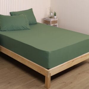 Seasons Pure Cotton Percale Fitted Sheet for King Bed Size Bedding with Pillow Cover for Bedroom, Soft Hotel Quality Bottom Bedsheets with Elastic Deep Pocket (72x78 Inch, Avocado Green)
