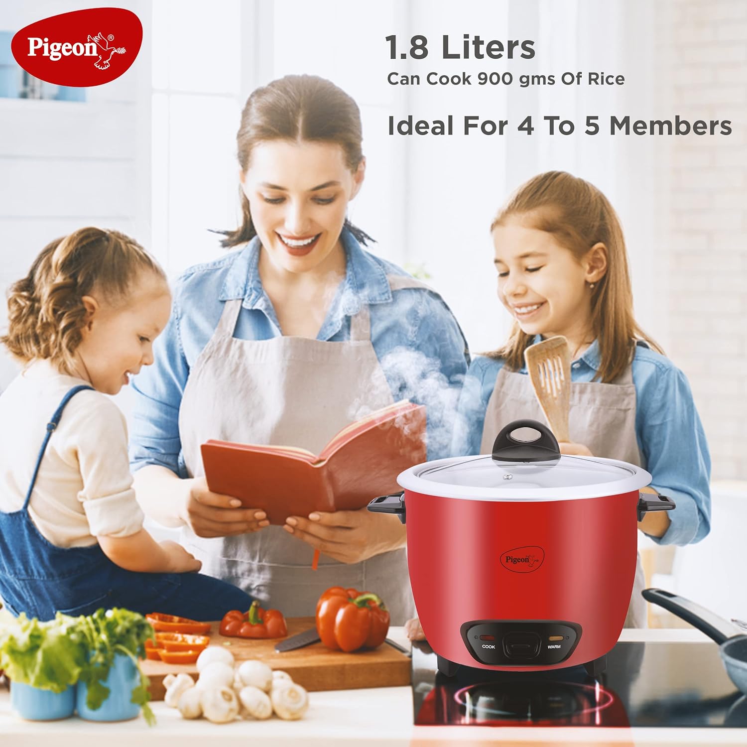 Pigeon Styla Rice Cooker Electric Rice Cooker??(1.8 L, Red) - Image 4