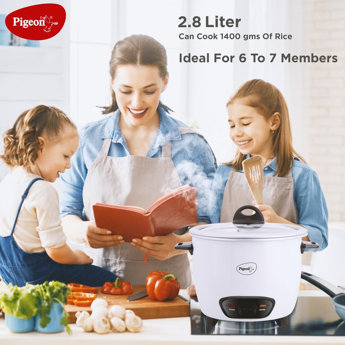 Pigeon Joy Double Pot 1.8 L (Blossom) Electric Rice Cooker??(1.8 L, White) - Image 3