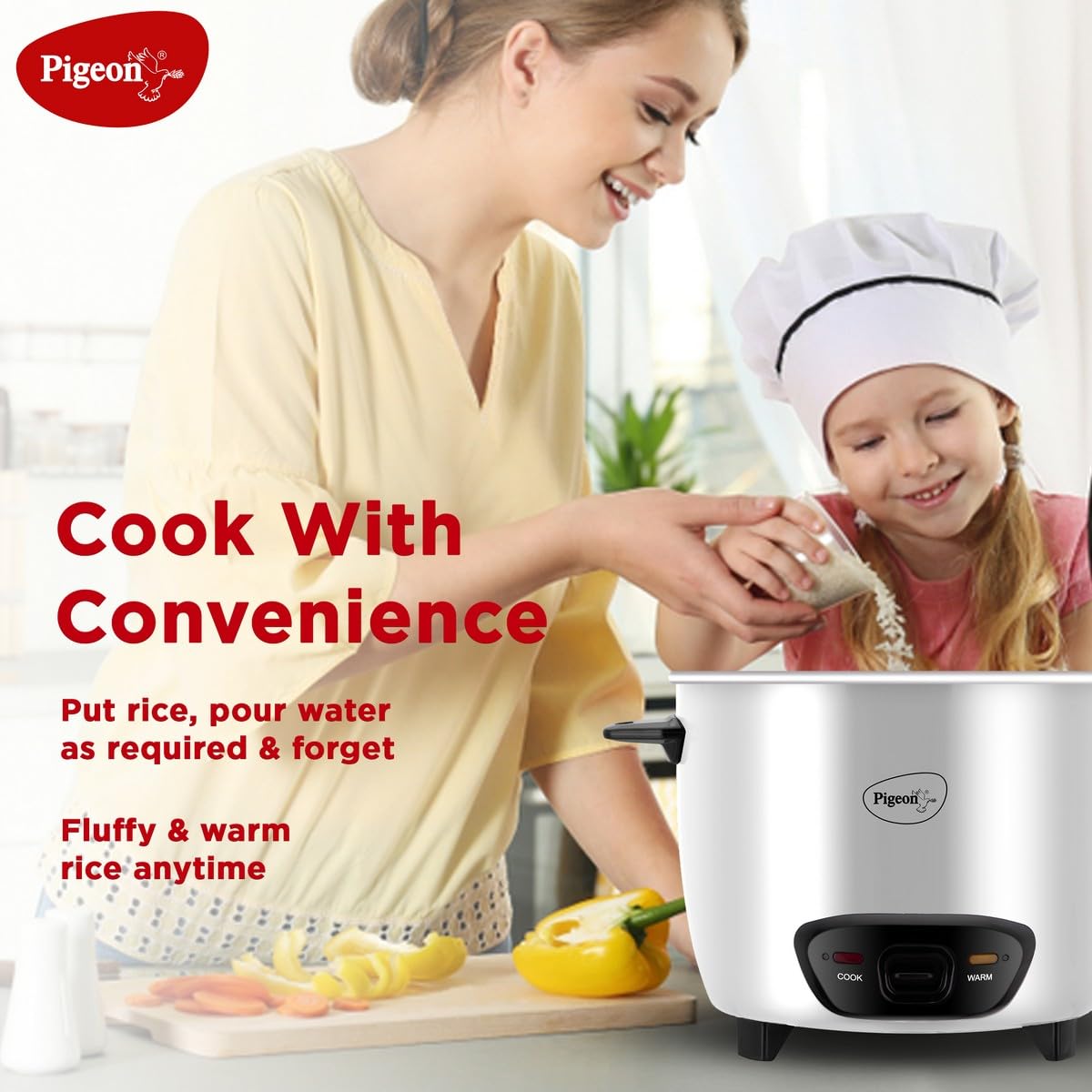 Pigeon Joy Double Pot 1.8 L (Blossom) Electric Rice Cooker??(1.8 L, White) - Image 4