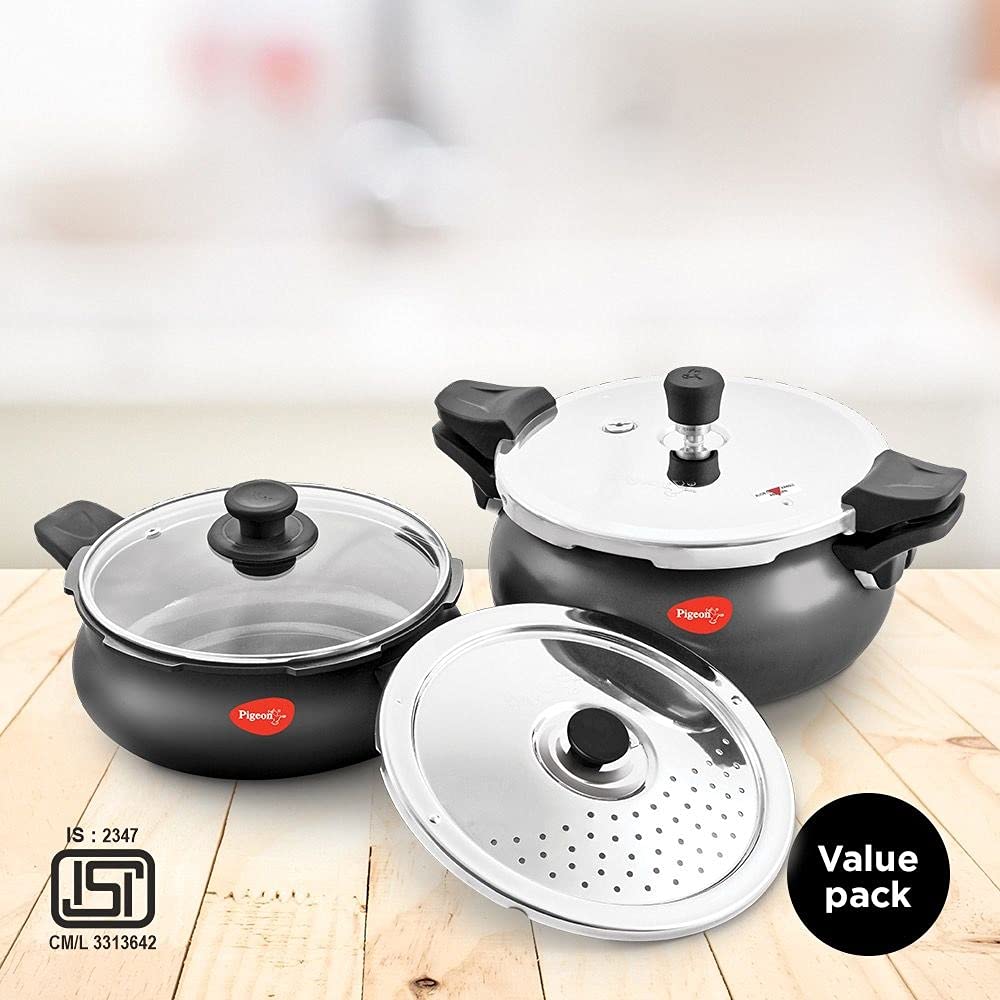 Pigeon by Stovekraft All In One Super Cooker Value Pack 3 L, 5 L Induction Bottom Pressure Cooker??(Aluminium) - Image 3
