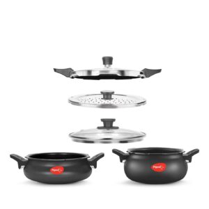 Pigeon by Stovekraft All In One Super Cooker Value Pack 3 L, 5 L Induction Bottom Pressure Cooker??(Aluminium)
