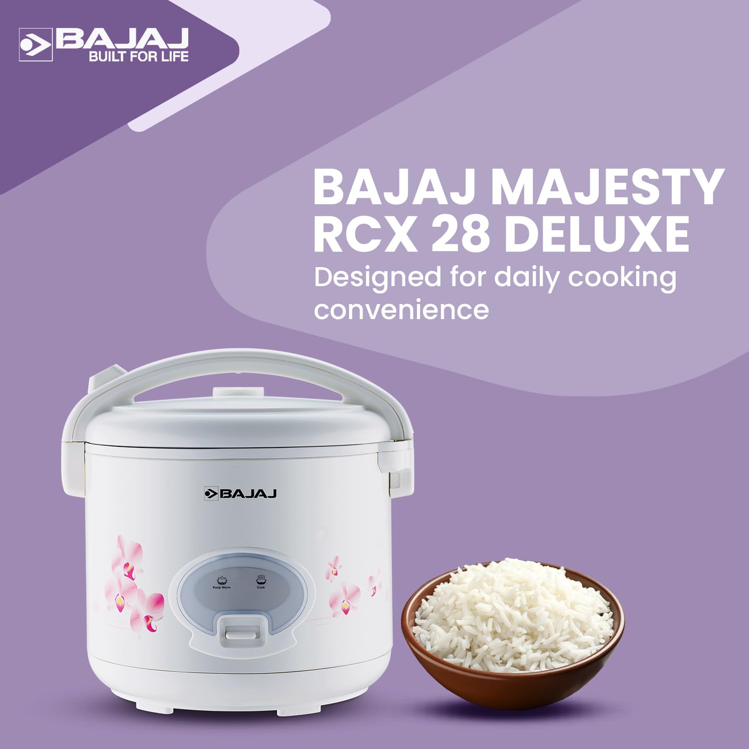 Bajaj Majesty RCX28 Deluxe Multifunction Electric Rice Cooker??(2.8 L, White) - Image 3
