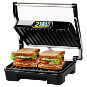 iBELL SM1515 Sandwich Maker with Floating Hinges, 1000 Watt, Panini / Grill / Toast, Grill?(Black, Silver)