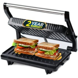 iBELL SM515 Sandwich Maker, 750 W, Panini Grill Toast, 180 Openable, Floating Hinges, Grill?(Black)
