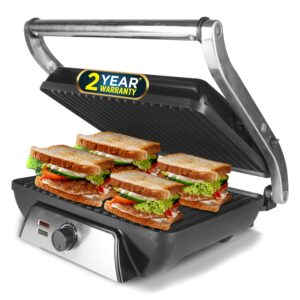 iBELL SM1201G Sandwich Maker, Electric, Floating Hinges, 4 Bread Big Size, Grill and Toast?(Silver, Black)