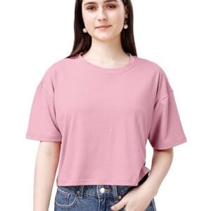 Women Oversized Rose Gold Crop Top