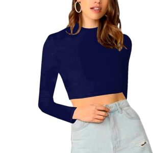 Women's Stylish Navy Blue Crop Top