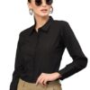 Women Cotton Regular Formal Black Shirt