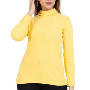 Women High Neck Yellow Sweatshirt